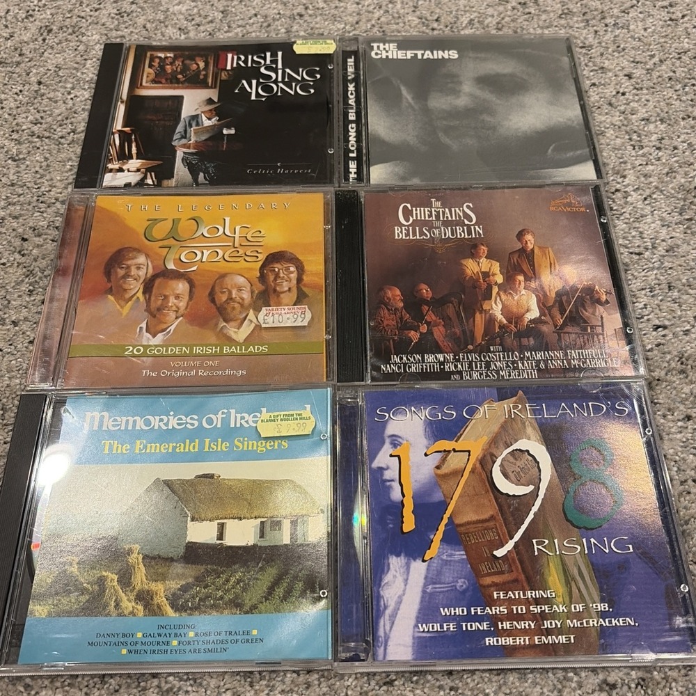 Irish CD Music Lot Of 6 CDs Wolfe Tones, Chieftains, Irish Sing Along